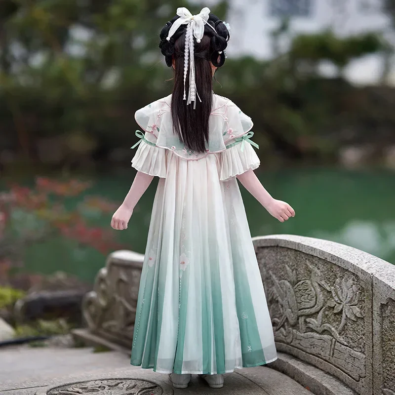 Новинка лета 2023 сказочный Детский костюм ханьфу для девочек Тан традиционное