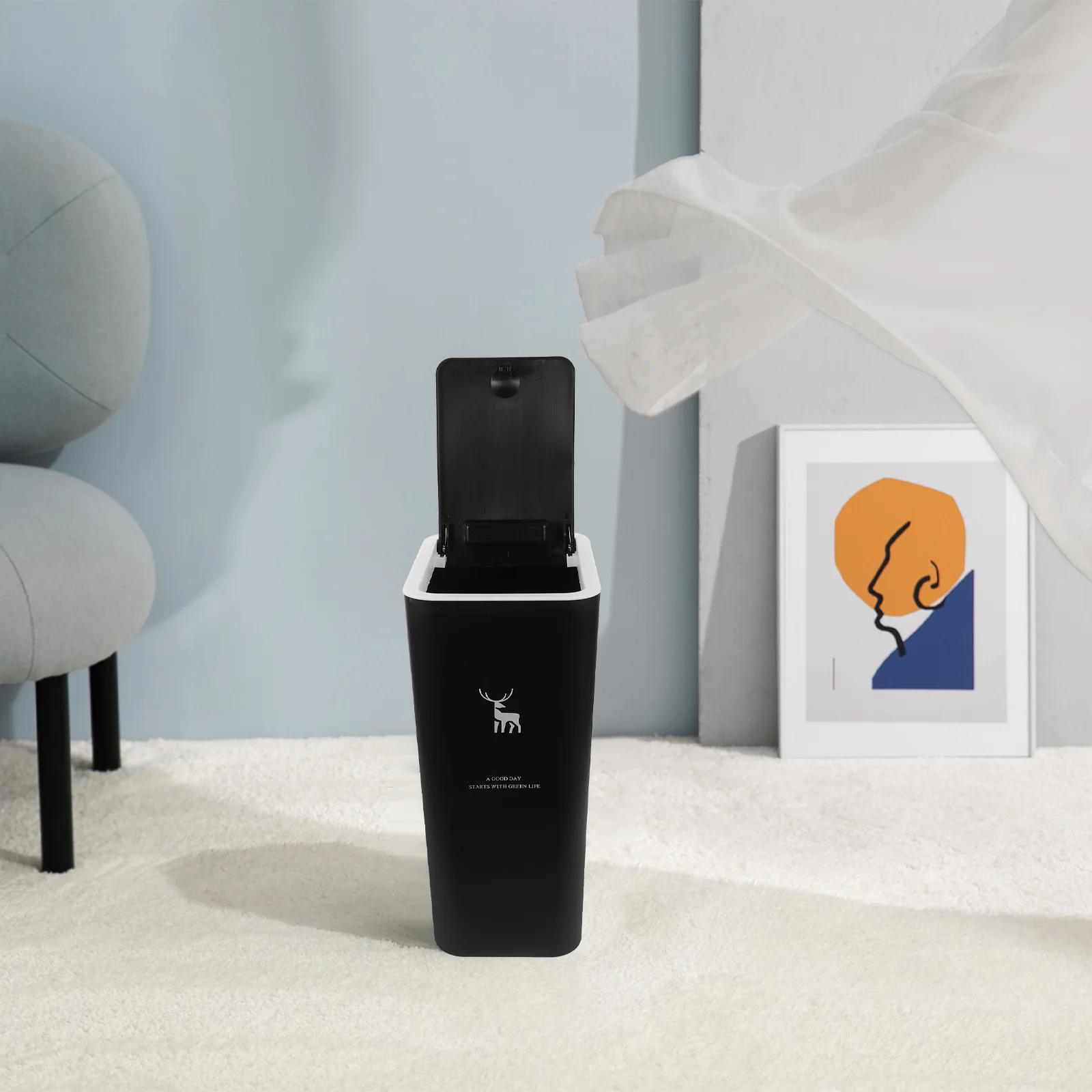 Мусорная корзина для ванной комнаты мусорная с крышкой пресса тонкая туалета