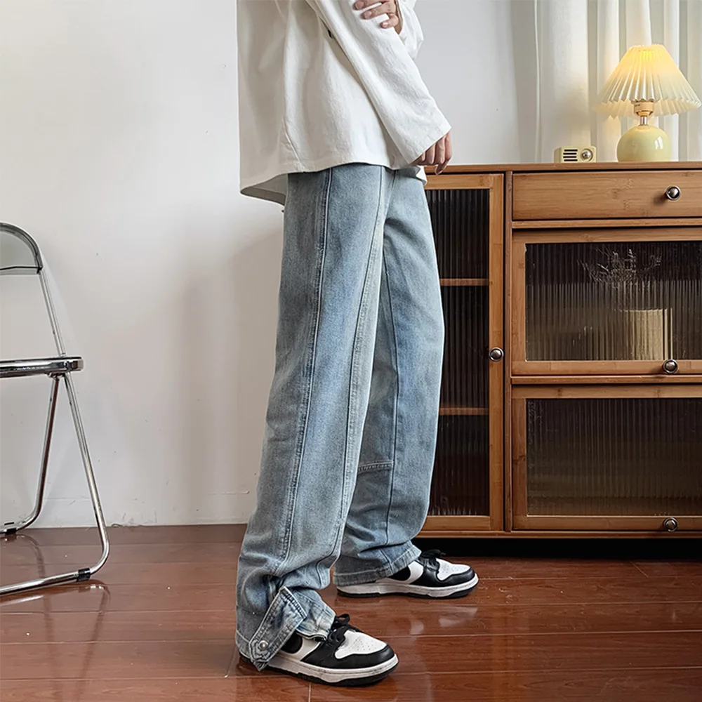 High Street Jeans Y2K Men Brown Color Wide Leg Baggy Denim Casual Hip Hop pantalon homme Straight American Style Trousers