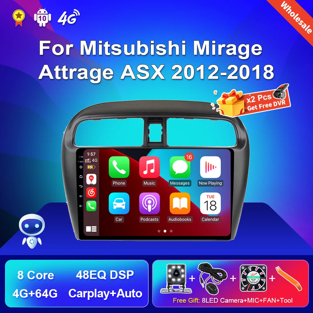 

Android 10 for Mitsubishi Mirage Attrage ASX 2012-2018 GPS Navigation DSP Audio for Cars Carplay Auto Car Radio Stereo Autoradio