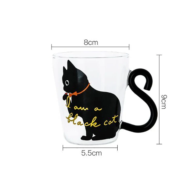 

Japanese Ins Wind Cute Cat Heat-resistant Glass Cup Water Cup Home Coffee Breakfast Milk Cup Tea Cup Cat Claw Cup Wine Glass