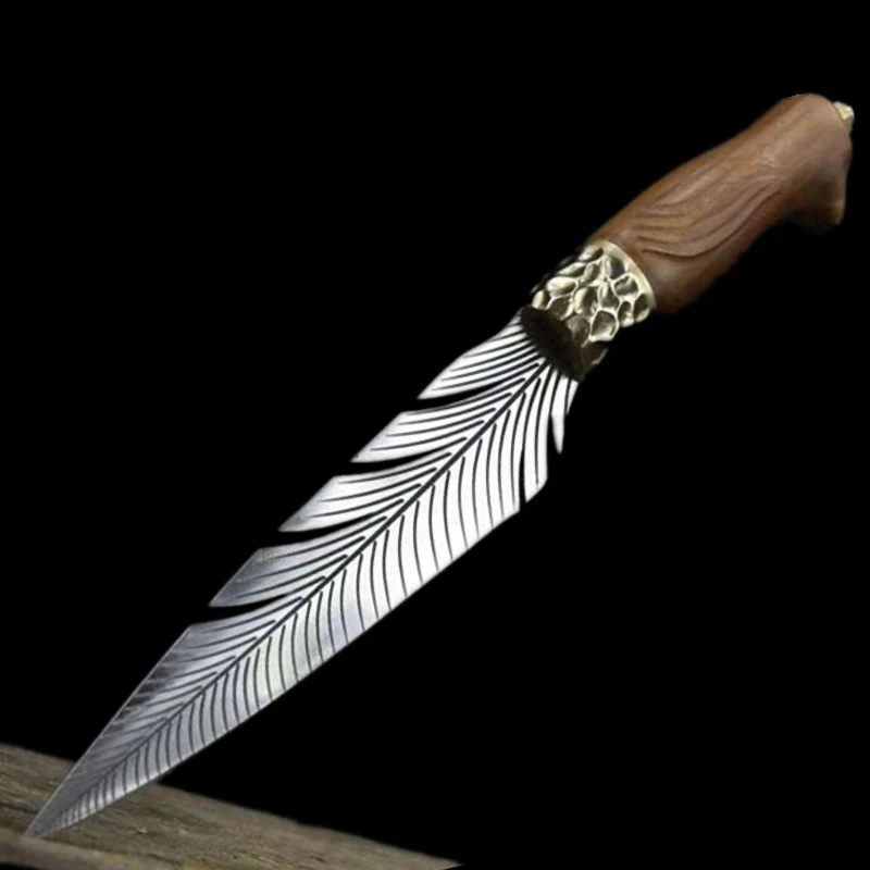 Hunting Knife With Holster 7Cr17MoV Handmade Forged Steel Kitchen Sharp Utility Boning Steak Beautiful Patterns | Дом и сад