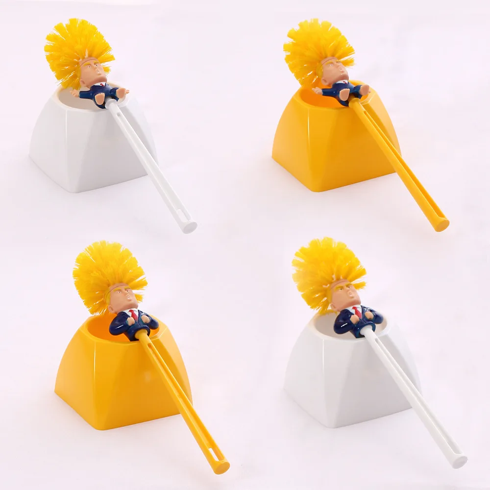 

Donald Trump Toilet Brush Cleaner Scrubber Funny Trump Toilet Bowl Brush Bathroom WC Cleaning Brush with holder Set home Gift