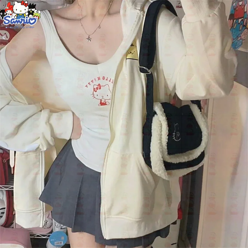 

Kawaii Sanrioed Hello kitty Sling Tops Cute Pochacco Underwear Sexy T Shirt Tshirt Vest Summer Cool Soft Clothes Girl Gifts