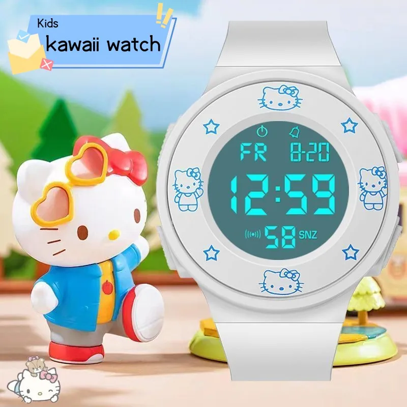 

Kawaii Hellokitty Fashion Junior High School Students Electronic Watches Cartoon Girl Heart Ins Style School Supplies for Friend