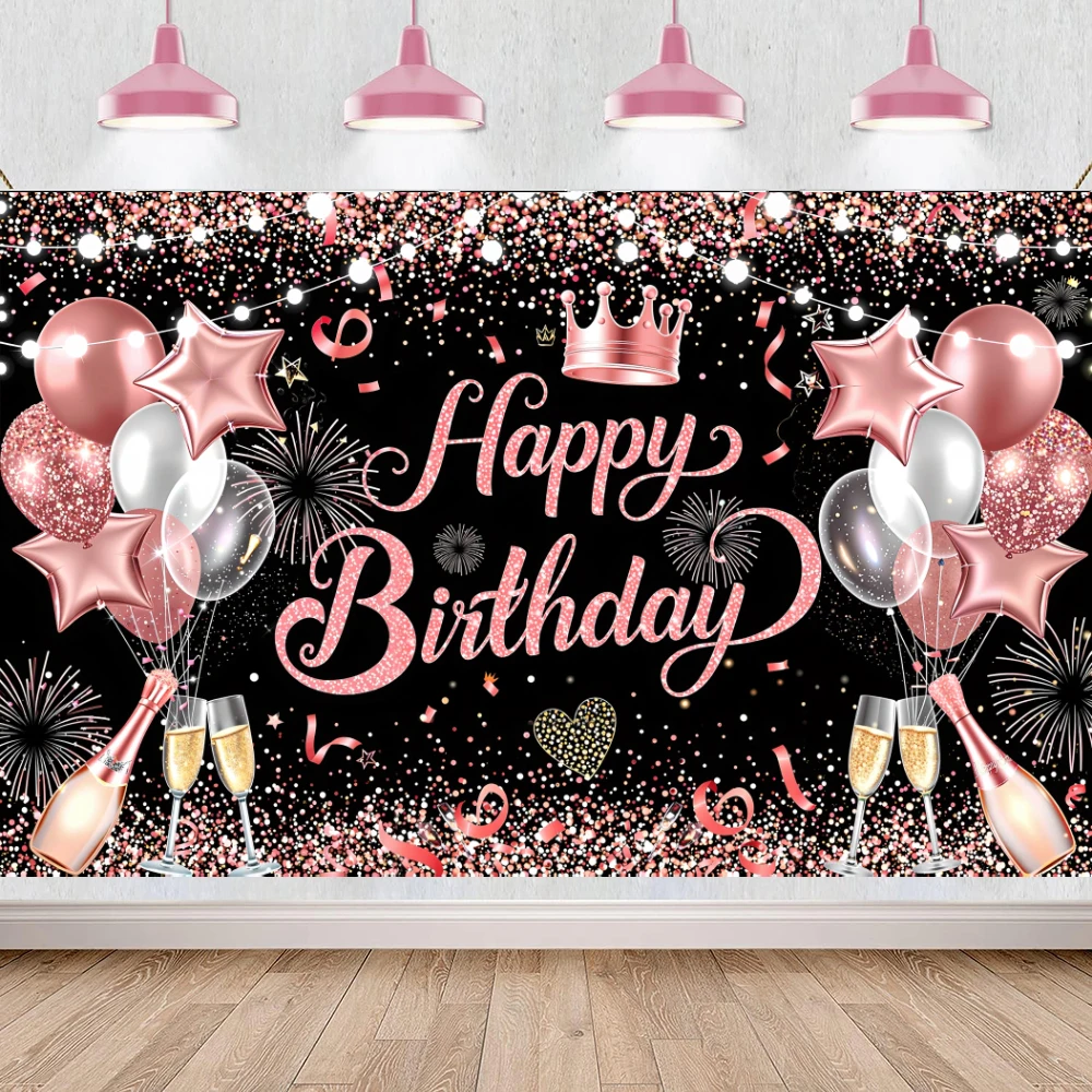 Баннер с днем рождения украшения розовое золото добро пожаловать воздушный шар