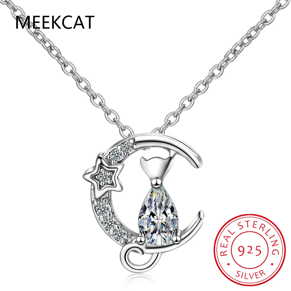 Новое поступление натуральное серебро 925 пробы драгоценный камень кошка луна