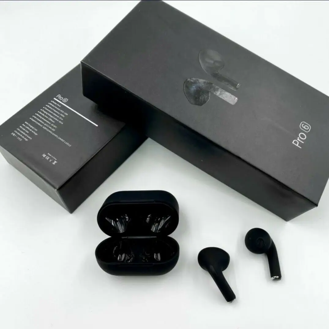

pro 6 Wireless Bluetooth Headphones Earphones EarBuds For iPhone Android Black