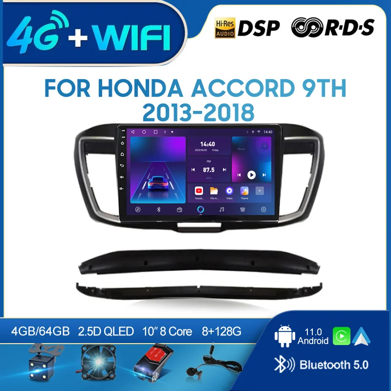

Автомагнитола QSZN для Honda ACCORD 9TH 2013-2018 LHD, 2 din, Android 12,0, мультимедийный видеоплеер, GPS-навигация, головное устройство 4G Carplay