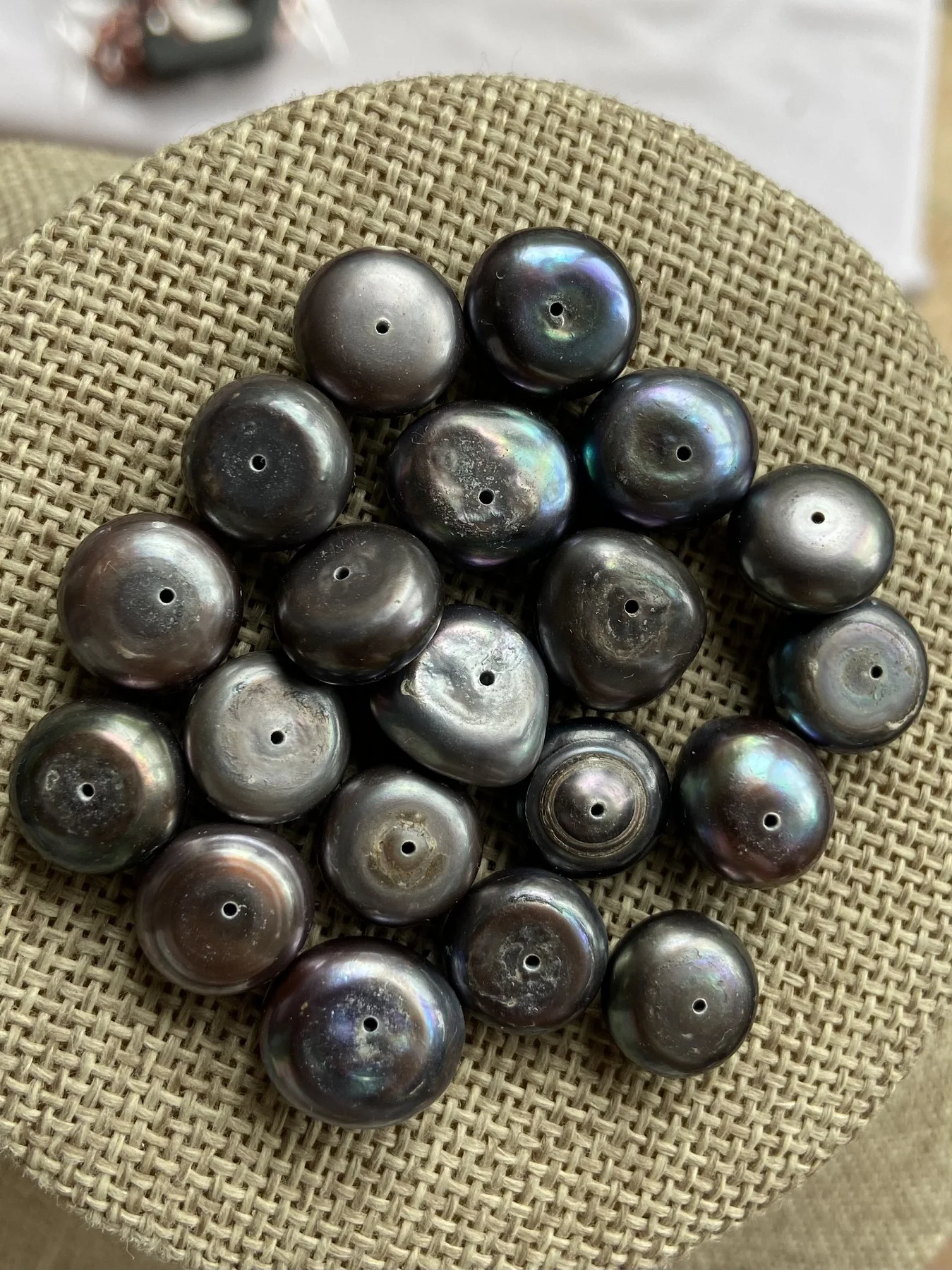 

Wholesale 20 Loose Pearls 5x12mm Natural South Sea Pearl Black Blue Flat Loose Beads Jewelry DIY Necklace Bracelet Full Drilled