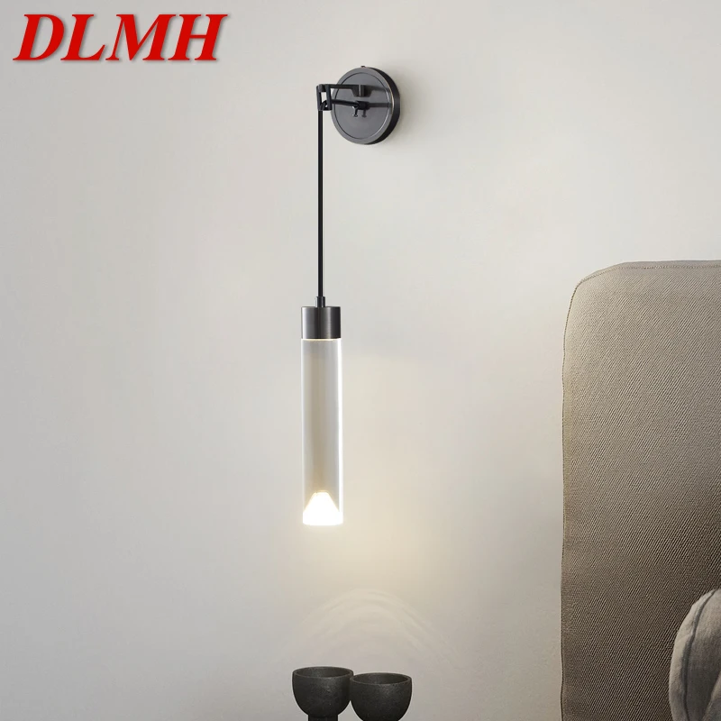 

DLMH Contemporary Black Brass Wall Lamp LED 3 Colors Simply Creative Sconce Lighting for Home Bed Room Decor