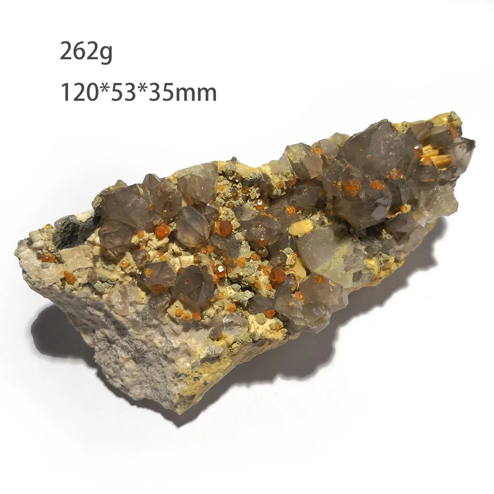 

262 г C5-3M Редкий Натуральный высококачественный дымчатый кварцевый гранат Spessartine из провинции юньсяо Фуцзянь, Китай