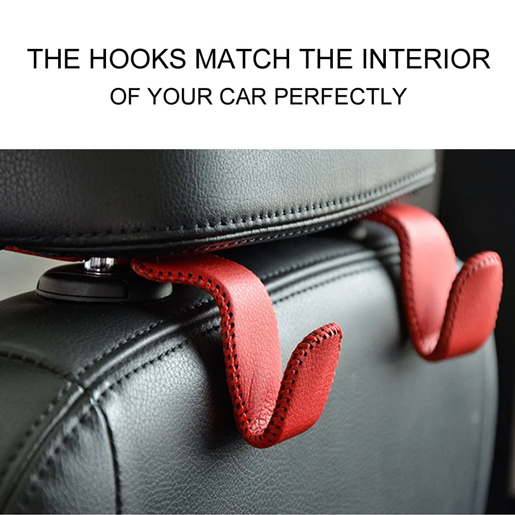 

2pcs/set Hanger For Car Portable Interior Accessory Headrest Hooks Storage Holder PU Leather Hanging Purses Back Seat Organizer