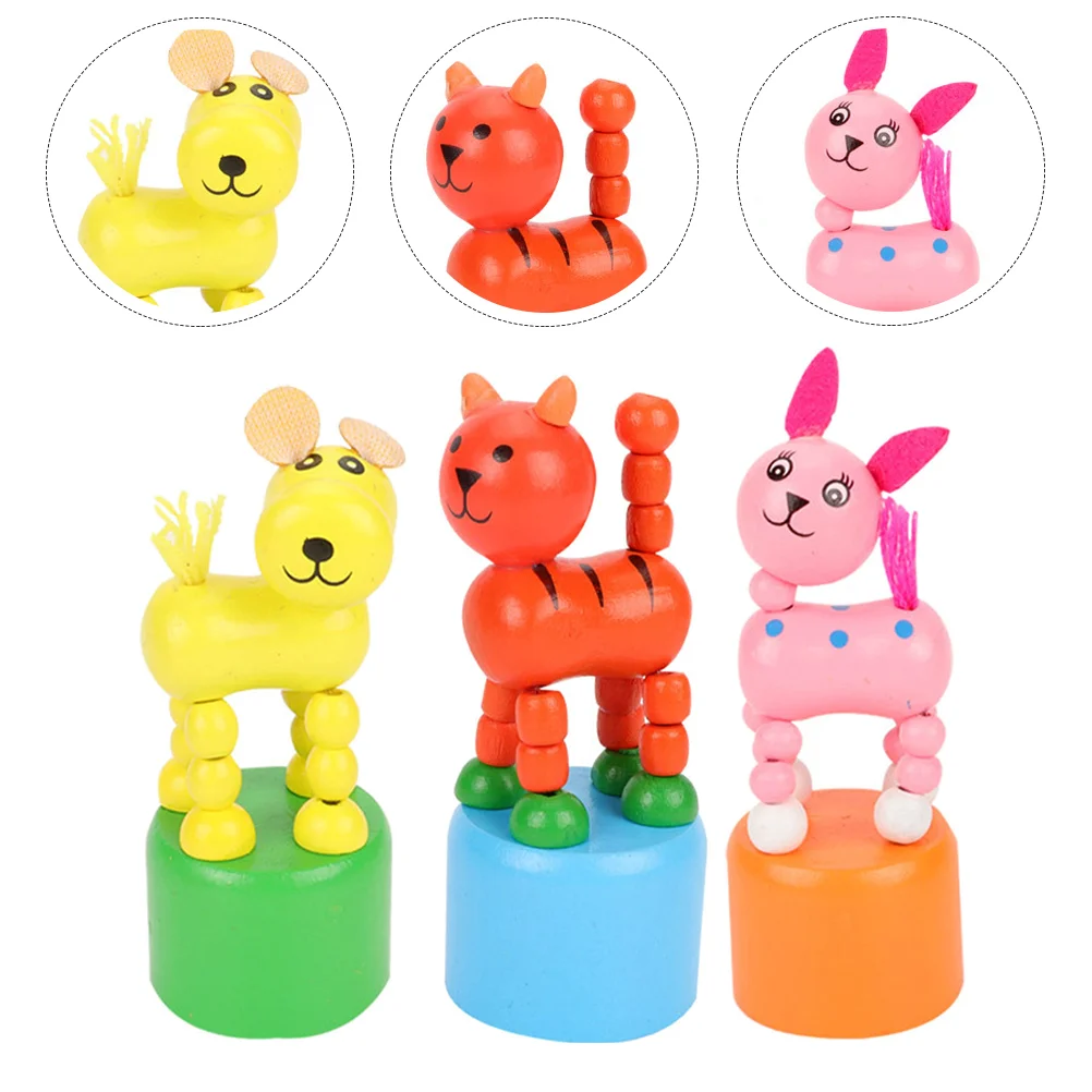 

Wood Playthings Animal Figurine Toys Dancing Animal Finger Puppet Mixed Style