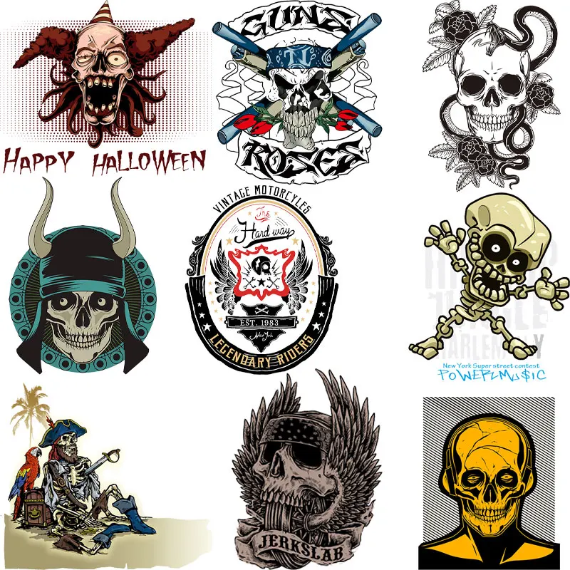 

Skull Patch Grim Reaper Patches Heat-adhesive Clothing Iron Transfer Sticker Fusible Patch Heat Transfer Stickers for T Shirt