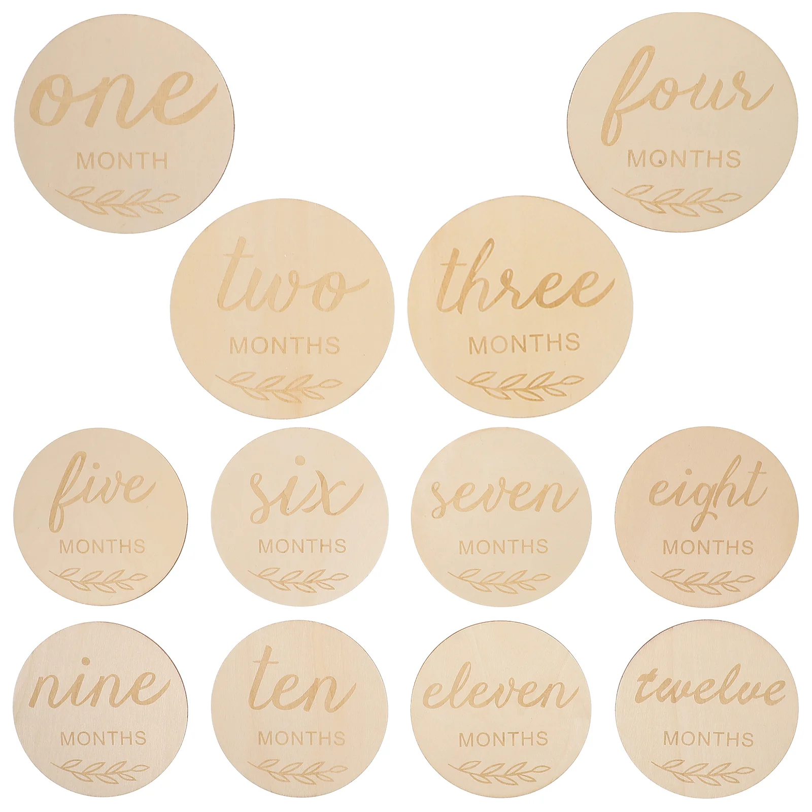 

12 Pcs Wood Milestone Discs Month Baby Cards Sign CD Monthly Wooden Toddler Signs