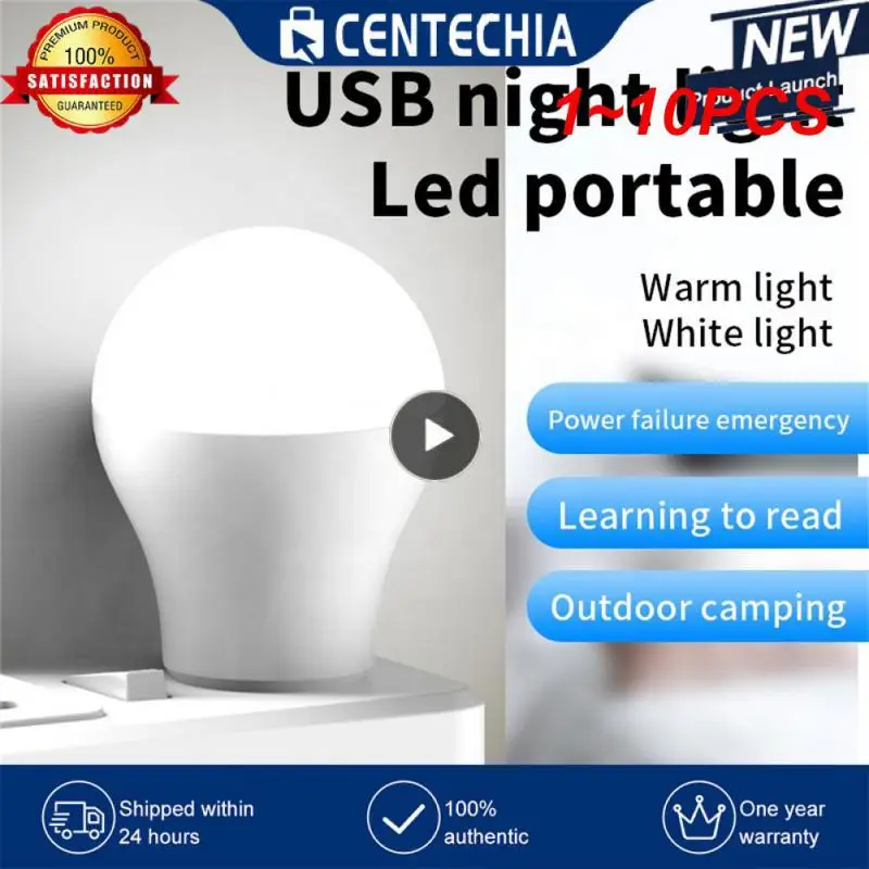 

1~10PCS Plug Lamp Computer Mobile Power Charging Small Book Lamps LED Eye Protection Reading Light Round Light Night Light