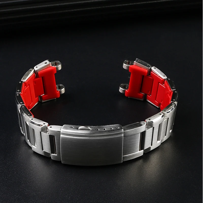 Браслет для Casio G-SHOCK ремешок часов с красным дном из нержавеющей стали MTG-B1000 G1000
