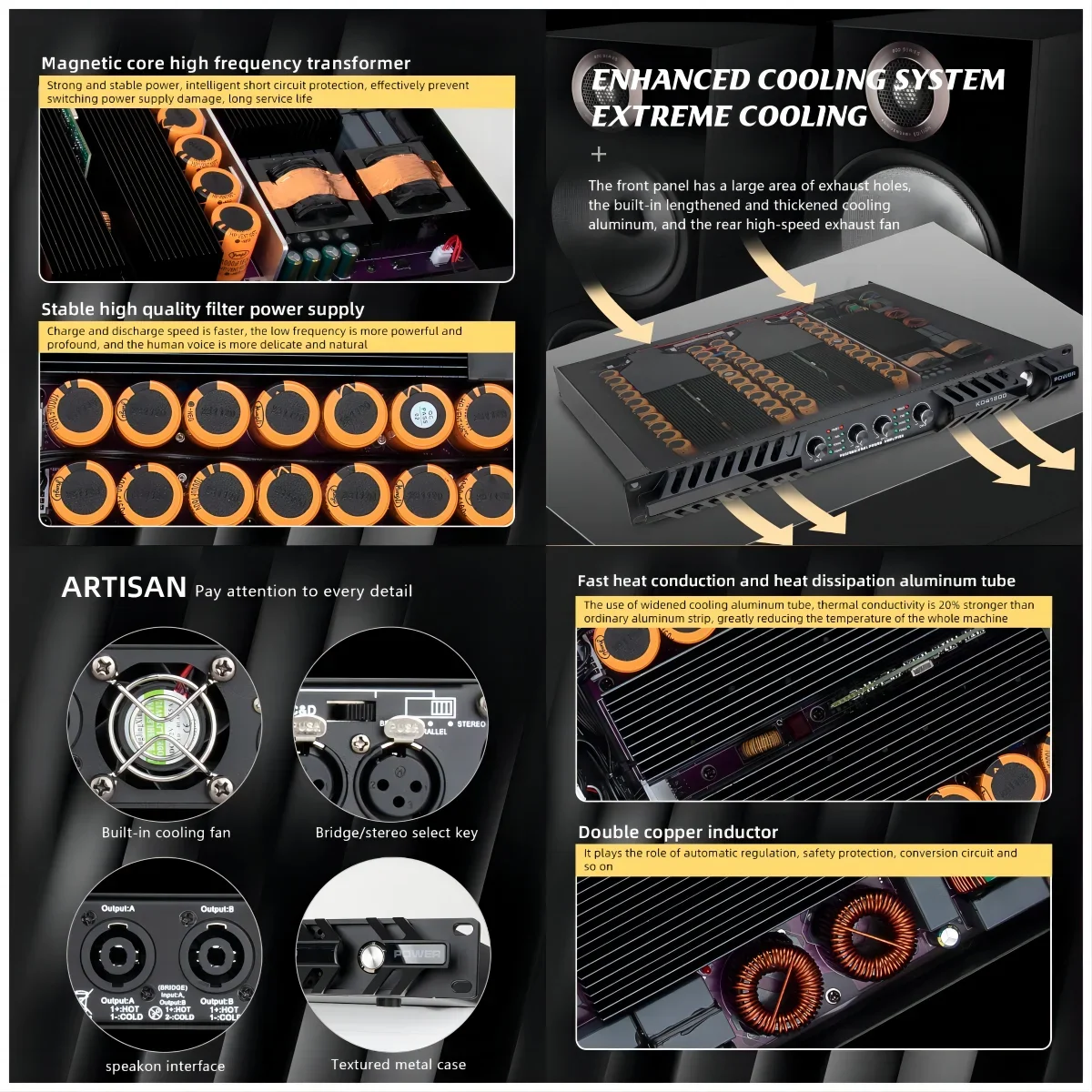 Профессиональные аудиозвуковые усилители серии DP 2000 Вт 2/4 канала цифровой