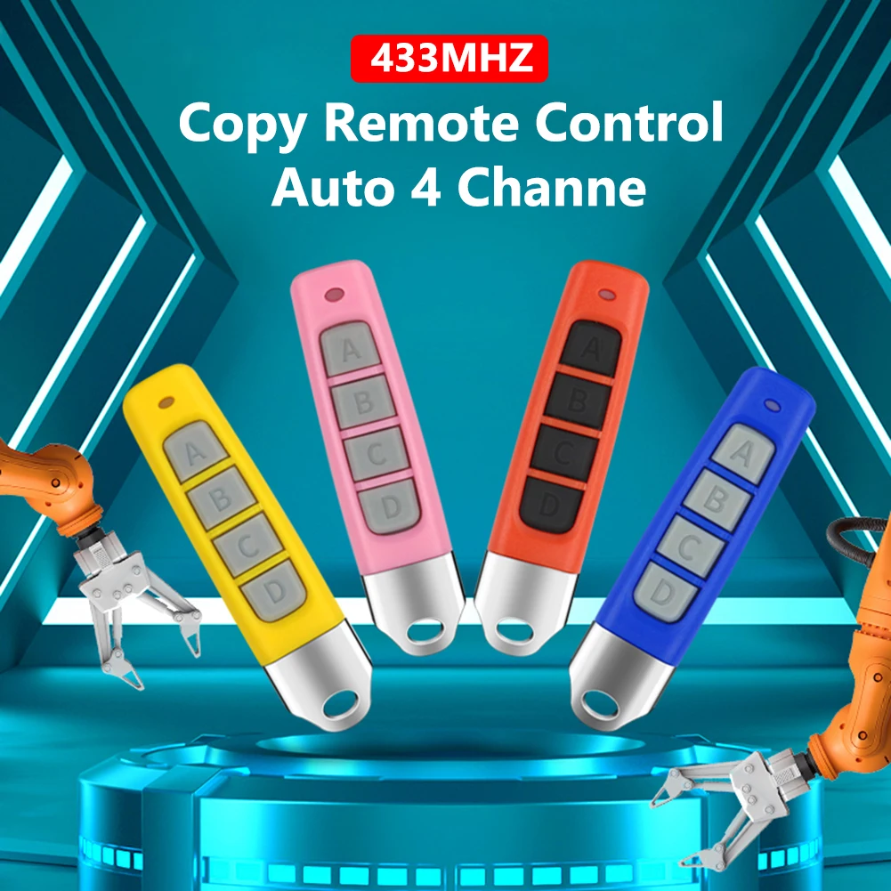 

1-4PCS 433MHz Copy Remote Control Electric Garage Door Opener Remote Control Duplicator Clone Cloning Code 4-Button Transmitter