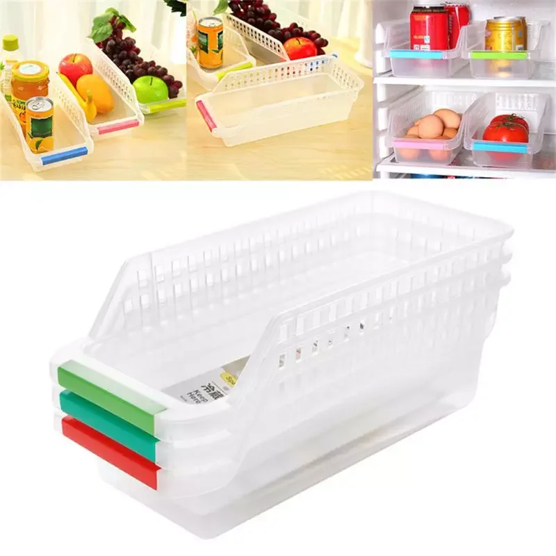 

2023New Practical Refrigerator Organizer Trays Bins Pantry Cabinet Storage Box Fridge Fruits Vegetables Containers Storage Baske