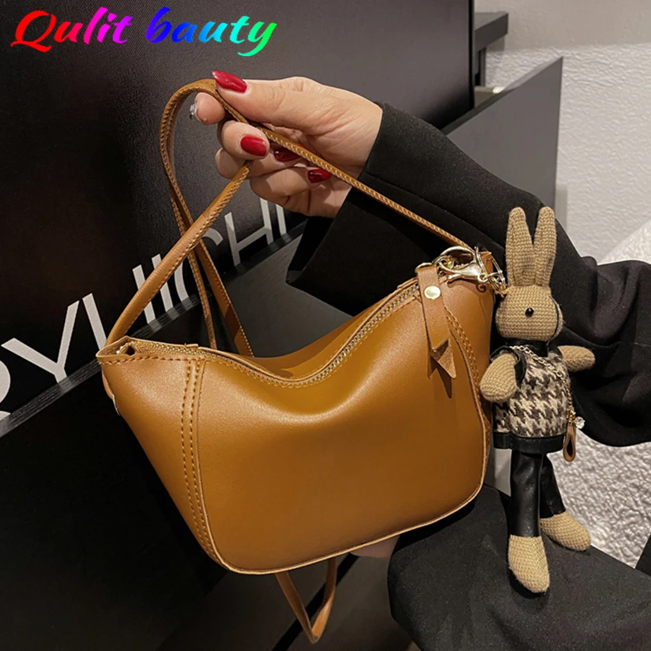 

Small Solid Color Women's PU Shoulder Crossbody Bag Spring 2022 Designer Soft Handbag Luxury Brand Quilted Ladies Messenger Bag