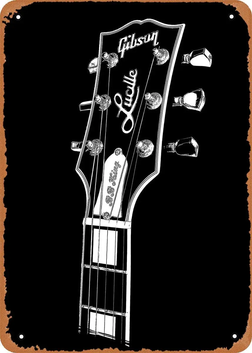 Gutars Musc Bb Kng Luclle Plaque Плакат Металл Tn Sgn 8 &quotX 12&quot Vntage Ретро Настенный Декор