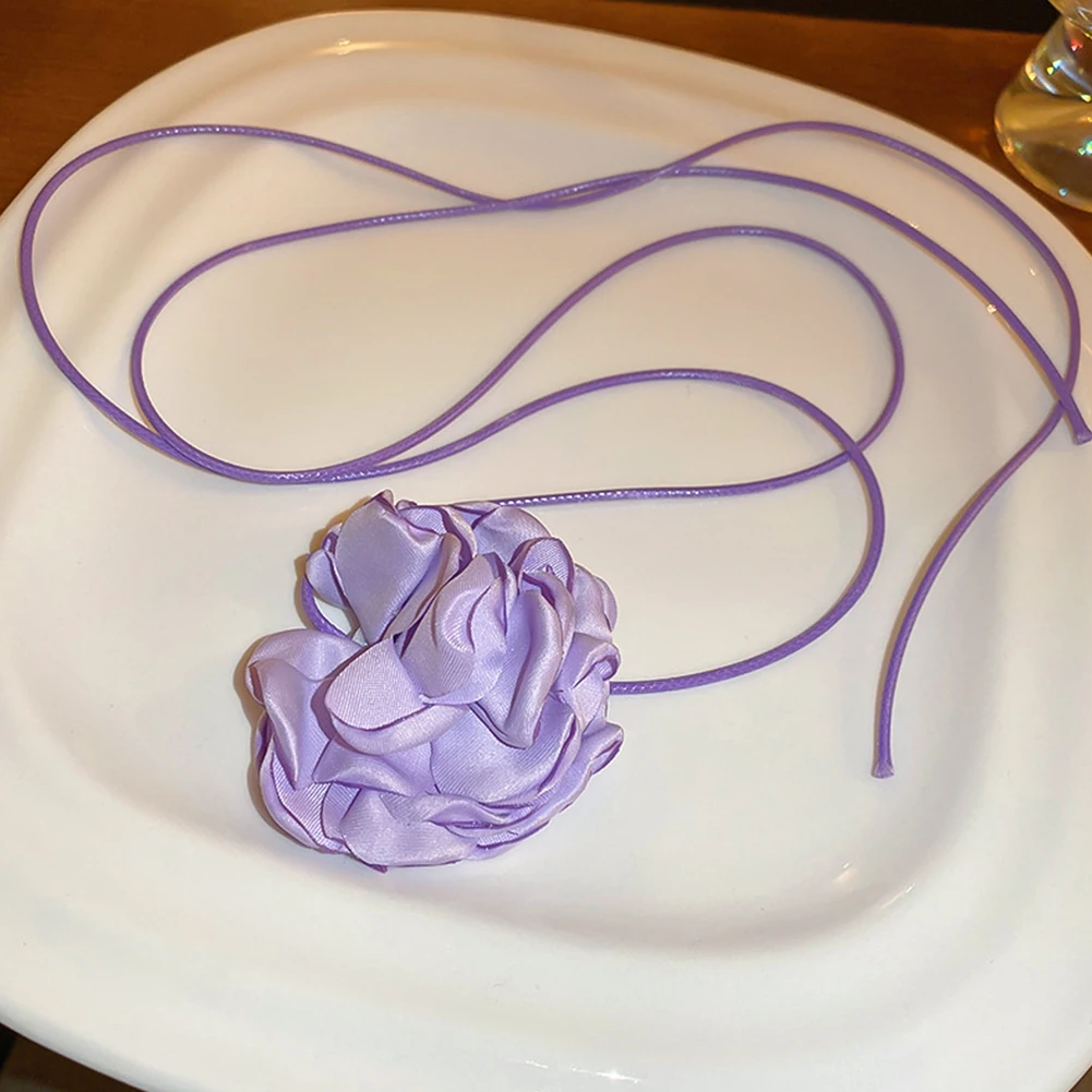 

2023 New Fashion Red Purple Romantic Flower Choker Necklace For Girls Delicate Exaggerated Female Neck Rope Chain Gift