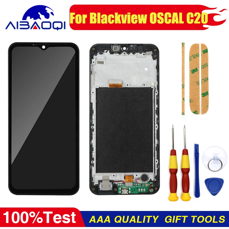 Новый Оригинальный сенсорный ЖК-дисплей XUNQIYI 100% для Blackview OSCAL C20 с рамкой, отличные запасные части