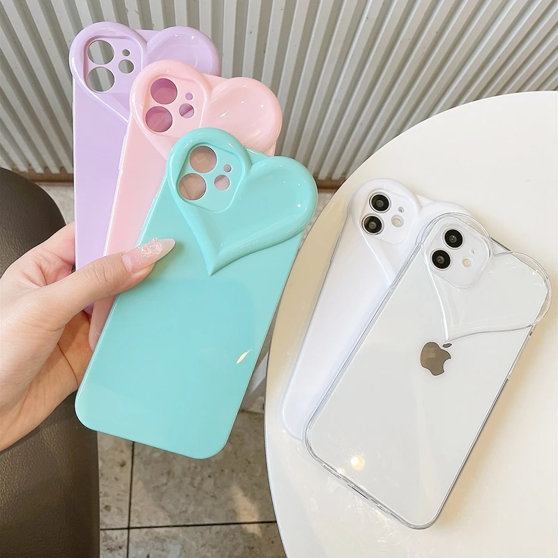 

Luxury Love Heart Candy Phone Case For iPhone 12 11 13 Pro Max X XR XS Max 7 8 Plus SE 2020 Mini Shockproof Bumper Back Cover