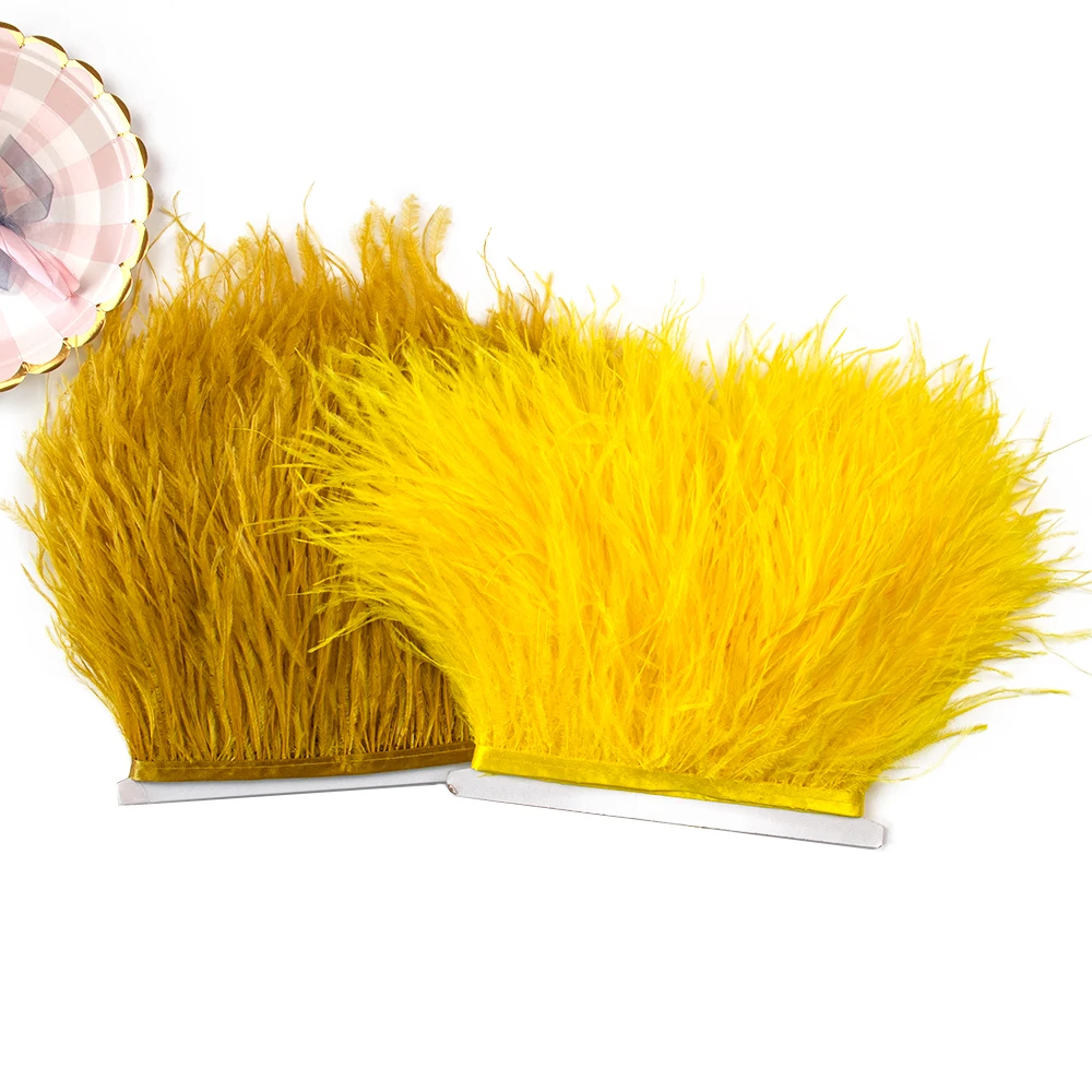 

Wholesale Ostrich Feather Trims Trim High Quality 8-10CM Ostrich Feathers Fringe Ribbon for Stage Clothing Sewing Decoration 1M