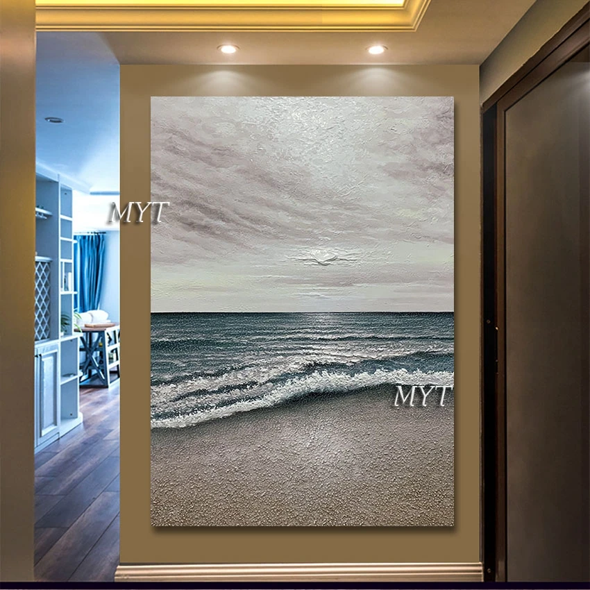 

Thick Acrylic Abstract Ocean Waves Oil Painting High Quality 3D Beautiful Picture Scenery Home Decoration Piece Frameless