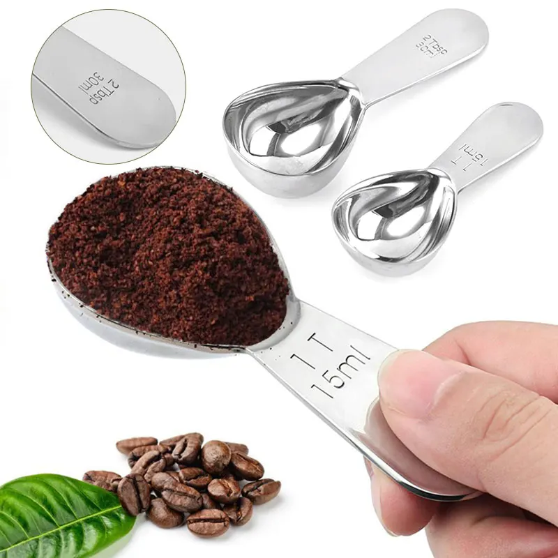 

15/30ML Coffee Scoops With Scale Stainless Steel Measuring Spoons Exact Ergonomic Tablespoon Sugar Ingredients Scoop 2022 New