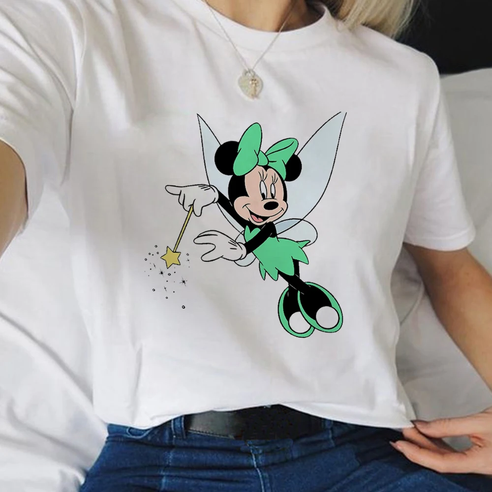 

White S-2XL Size Tee Shirts Female Harajuku Style Top Clothes Comfortable Tshirts Cute Printing Disney Women Minnie Cos T-Shirts
