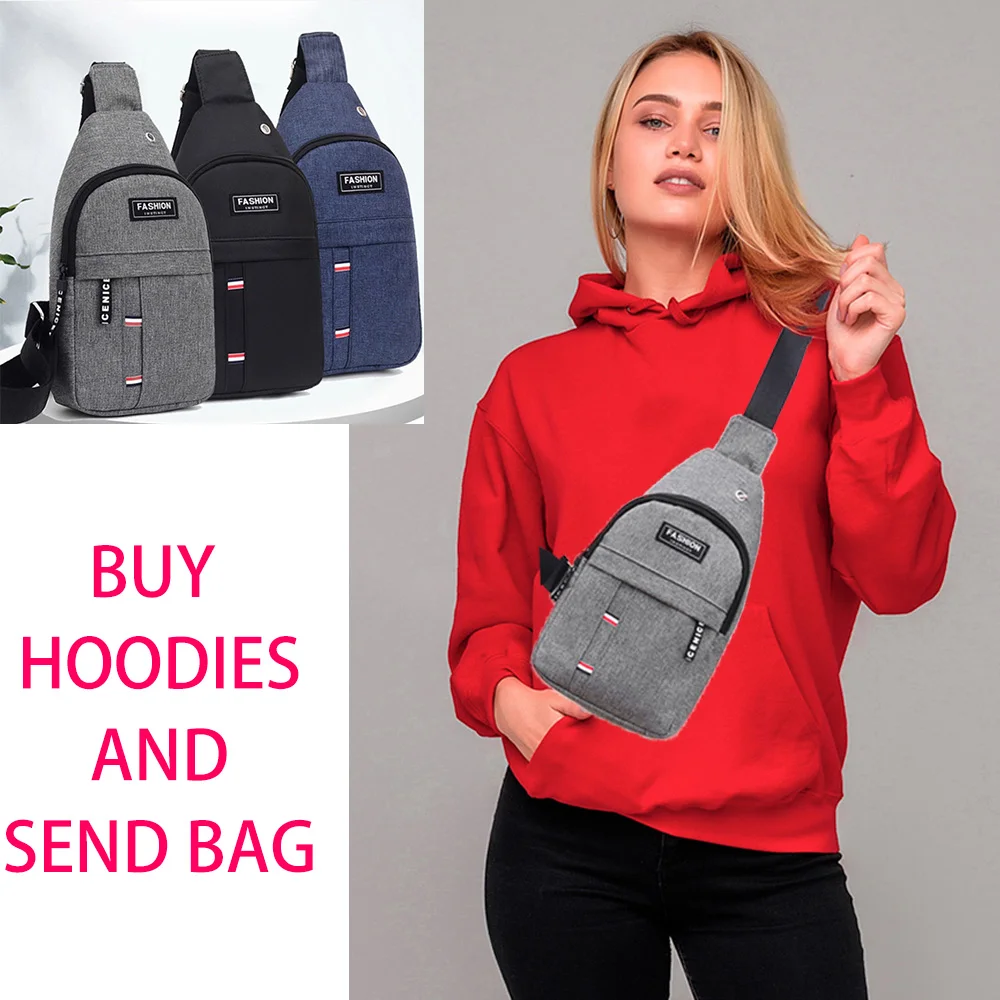 Send Free Bag Women Hoodie + Bag Basic Solid Color Hoodies Casual O Neck Sweatshirt Female Long Sleeve Pullovers Clothing Tops