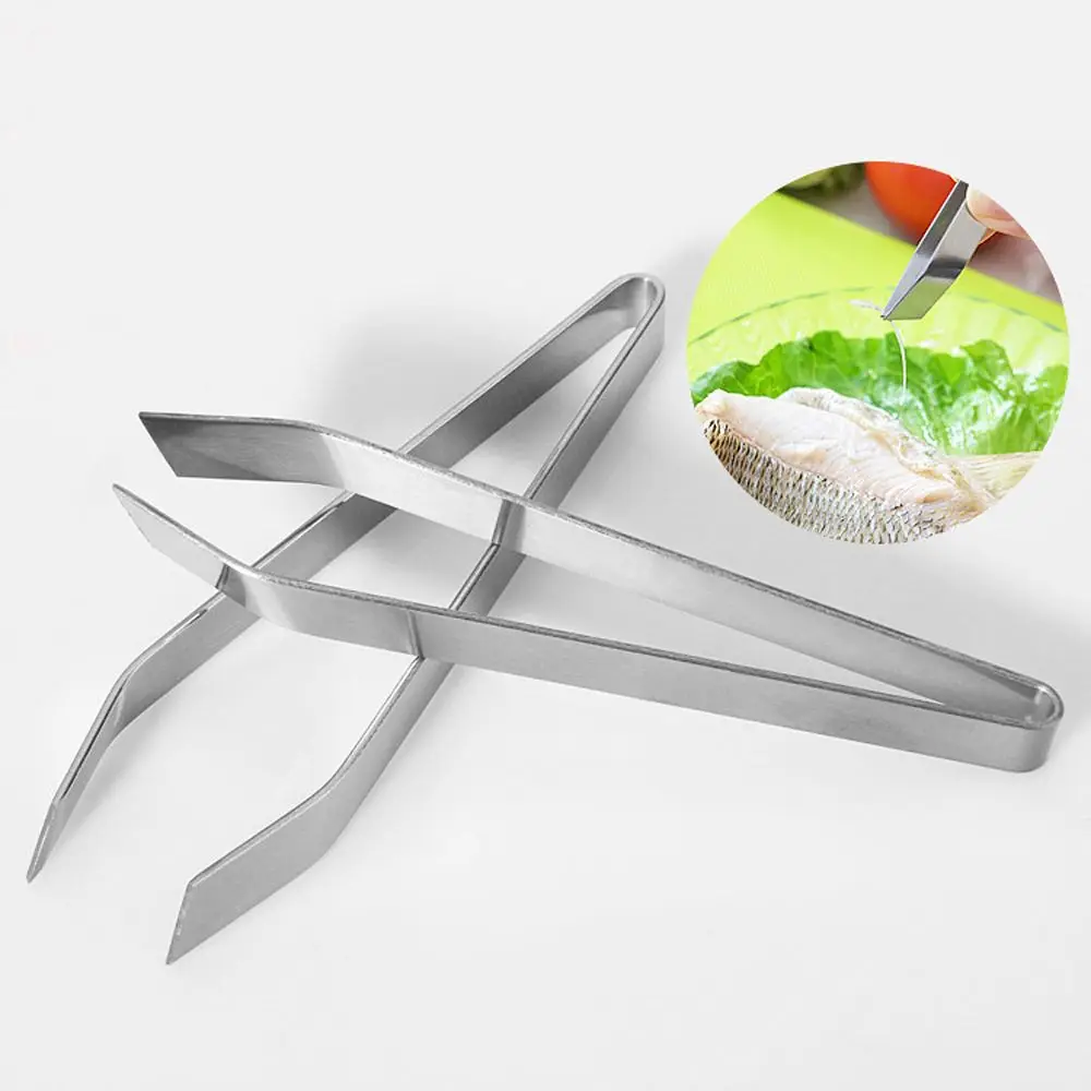 1Pc Fish Bone Tweezers Stainless Steel Plucking Pliers Clip Tongs Hair Remover Animal Bones BBQ Seafood Tools |