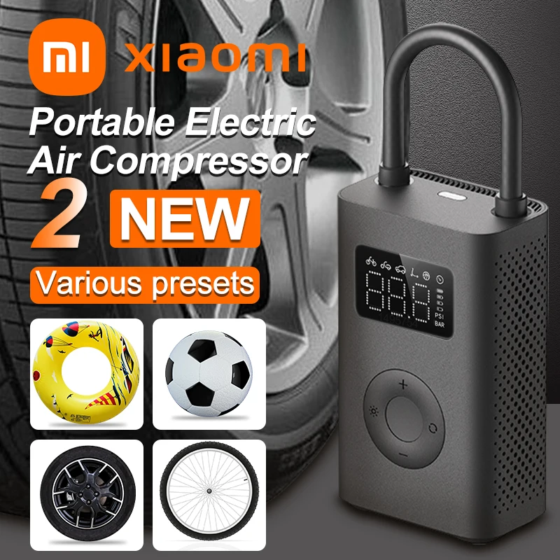 

Портативный Электрический воздушный компрессор Xiaomi mijia, насос 2 для мотоциклов, 150psi, несколько инструментов, Type-C LED