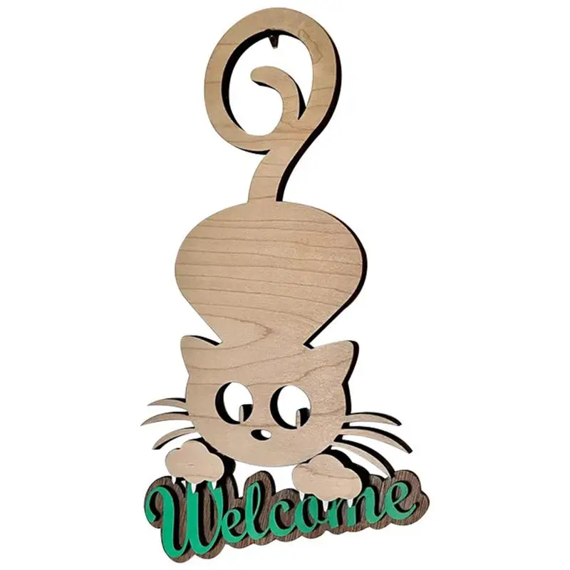 

Welcome Sign For Cat Welcome Sign For Front Door Door Sign Ornament Cat Welcome Wooden Cutout Sign For Wall Porch Decor