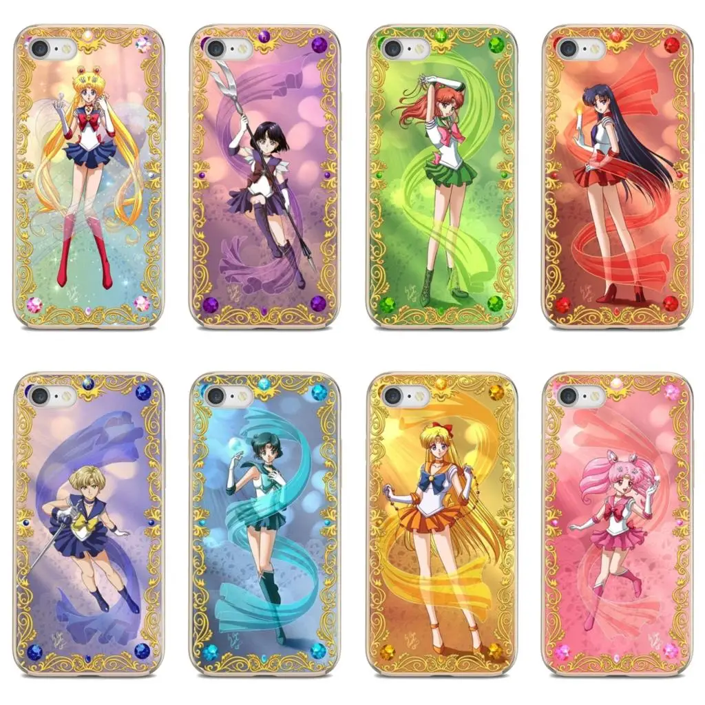 

For iPhone 10 11 12 13 Mini Pro 4S 5S SE 5C 6 6S 7 8 X XR XS Plus Max 2020 Cool Girl Sailor Moon Cartoon Silicone Cover