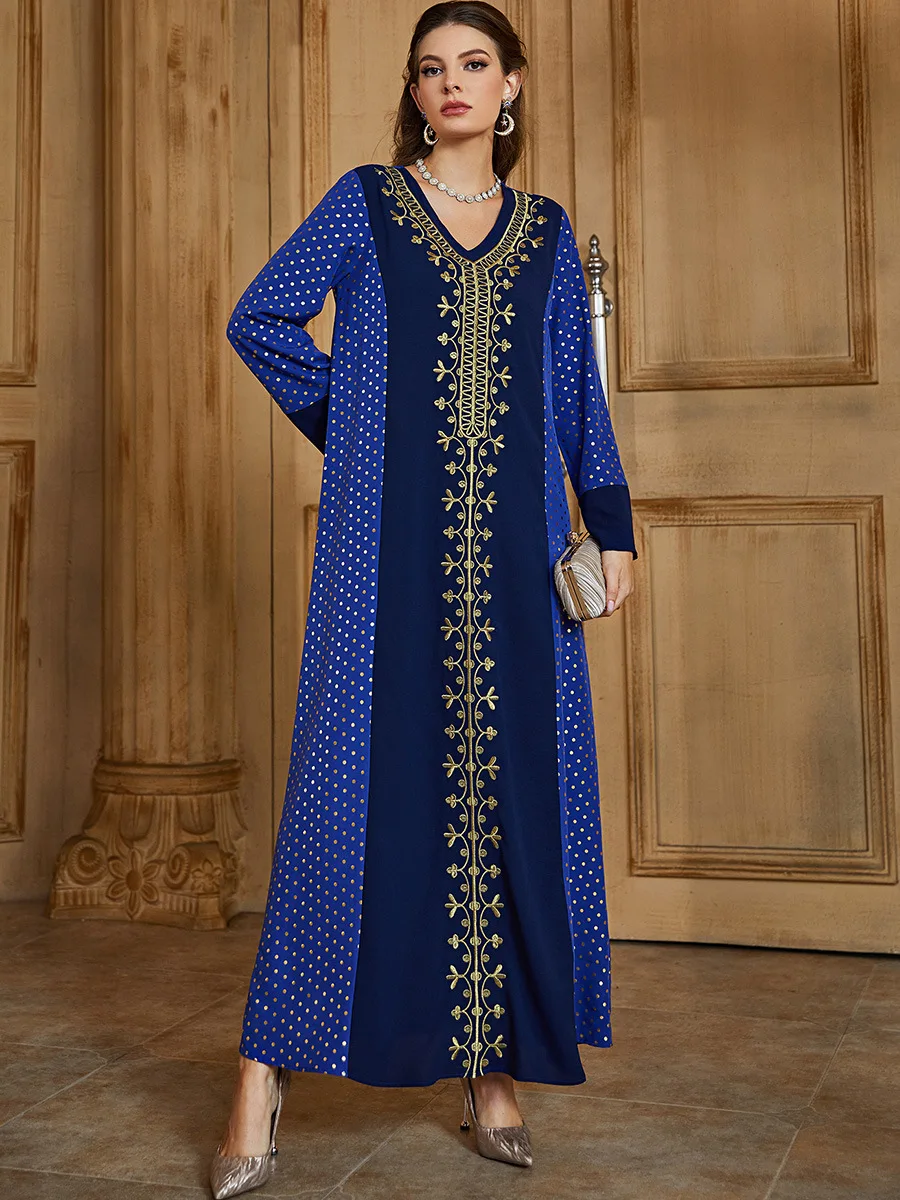 

Muslim Dress Abayas Women Blue Summer Party Arab Morocco Ramadan Hijab Abaya Dubai Turkey Islam Kaftan Musulmane Vestidos
