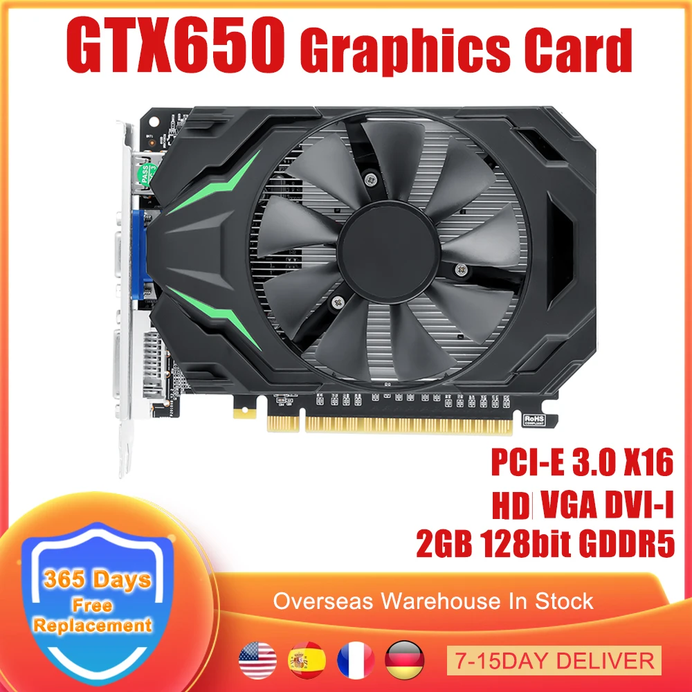 Видеокарта GTX650 2 ГБ 3 0 бит GDDR5 PCIE Pci Express 650 X16 видеокарта для NVIDIA GeForce PC GTX 128 VGA DVI-I GPU |