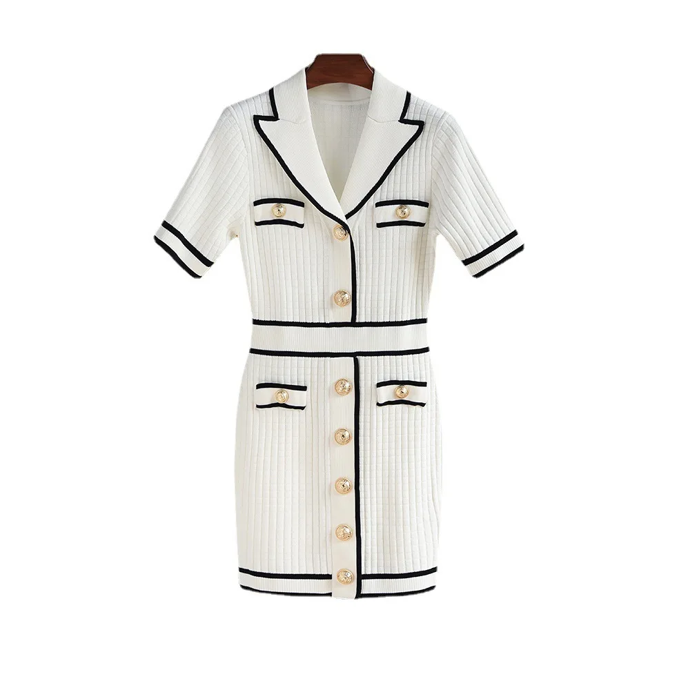 Женское платье-мини на пуговицах трикотажное платье из вискозы с отложным