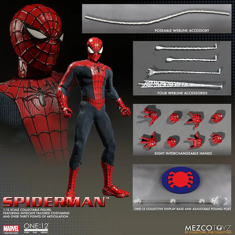 

Mezco Marvel Avengers Spiderman Home Coming Spider Man One:12 Collective Pose Play Model Figure Toys 16cm