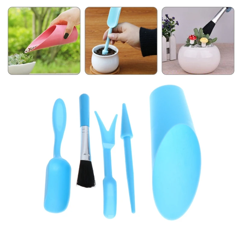 

5Pcs Gardening Tools Set Miniature Shovel Brush Widger.Succulent Planting Helper