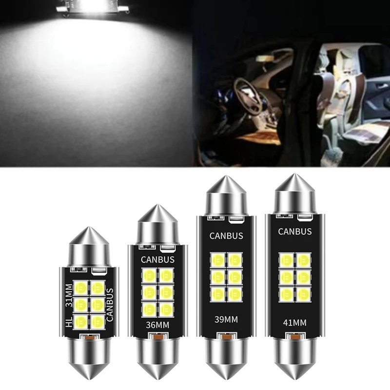 

СВЕТОДИОДНАЯ Гирлянда 6SMD 31/36/39/41 мм, автомобильная лампа для салона автомобиля, 12-20 в, 4 шт.