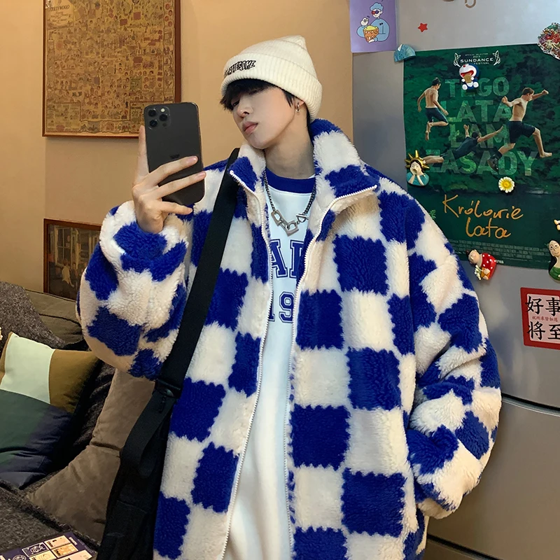 Куртка мужская бархатная с высоким воротником корейский стиль прострочка