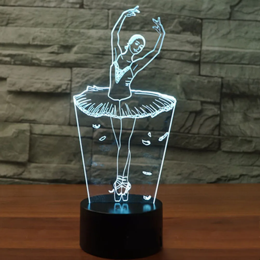 

Kids Gift Table Lamp Dance Bedside Color Changing Bedroom Decorations USB Powered Night Light 3D Led Visual Ballet Girl Desktop