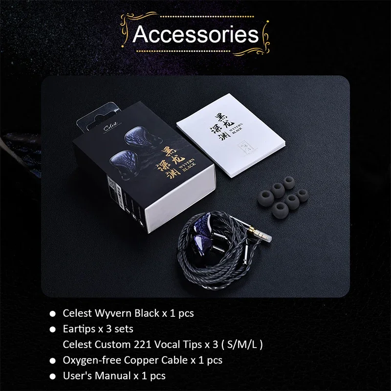 Наушники-вкладыши Kinera Celest Wyvern Black с 10-мм LCP динамическим драйвером и съемным микрофоном на штанге, аудиокабель для IEM-наушников (art.: 3920da9e5e198) - 3920da9e5e198