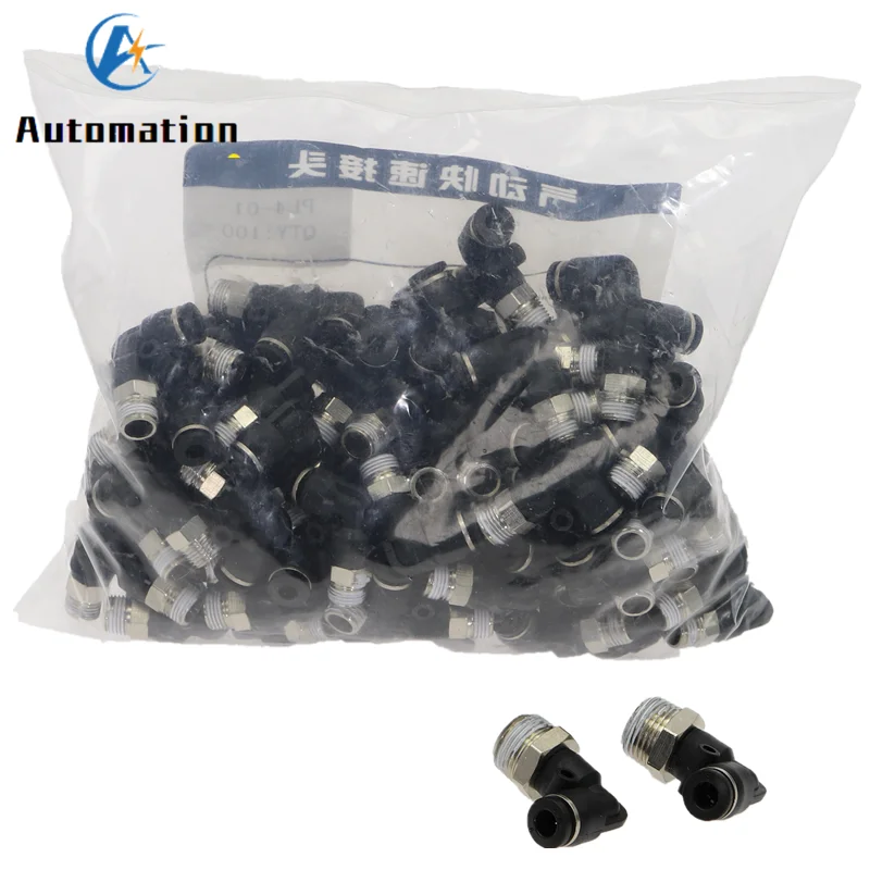 

50pcs Lot PL Elbow 90 degrees 4-M5 6-M5 Air Connector Pneumatic Fitting Quick Fittings 1/8" 1/4" 3/8" 1/2" Male Thread Push In