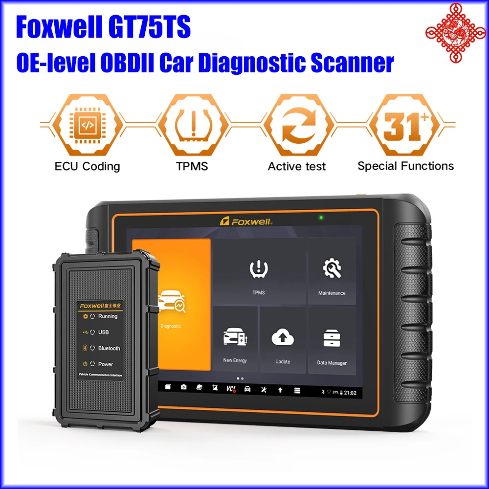 

Foxwell GT75TS ECU Coding TPMS 31+ Service Bidirectional OE-level OBDII Car Diagnostics Scanner Upgrade version of GT60/NT809